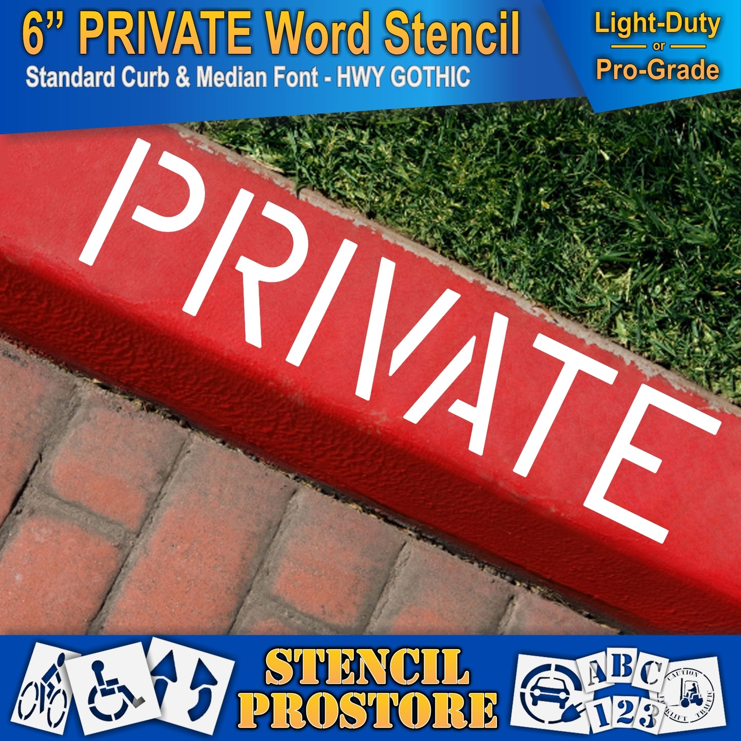 6 Inch PRIVATE Wording Stencil – for Parking Lot and Area Labeling Stencil