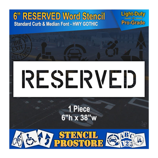 6 Inch RESERVED Wording Stencil – for Parking Lot and Area Labeling Stencil