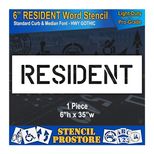 6 Inch RESIDENT Wording Stencil – for Parking Lot and Area Labeling Stencil