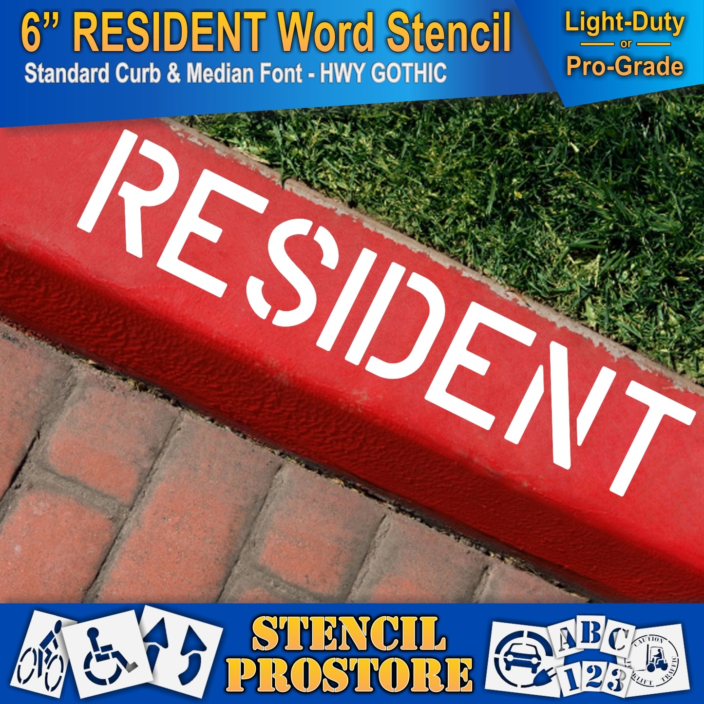 6 Inch RESIDENT Wording Stencil – for Parking Lot and Area Labeling Stencil
