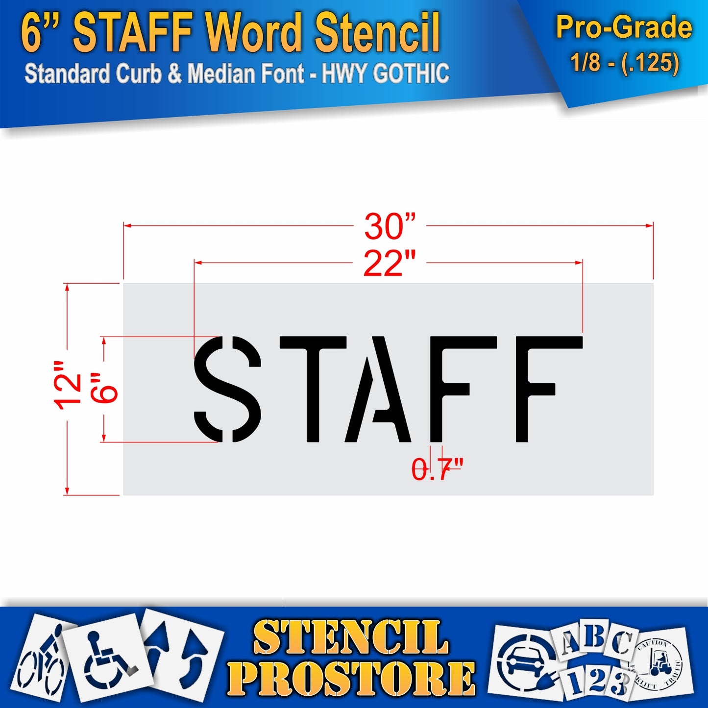 6 Inch STAFF Wording Stencil – for Parking Lot and Area Labeling Stencil
