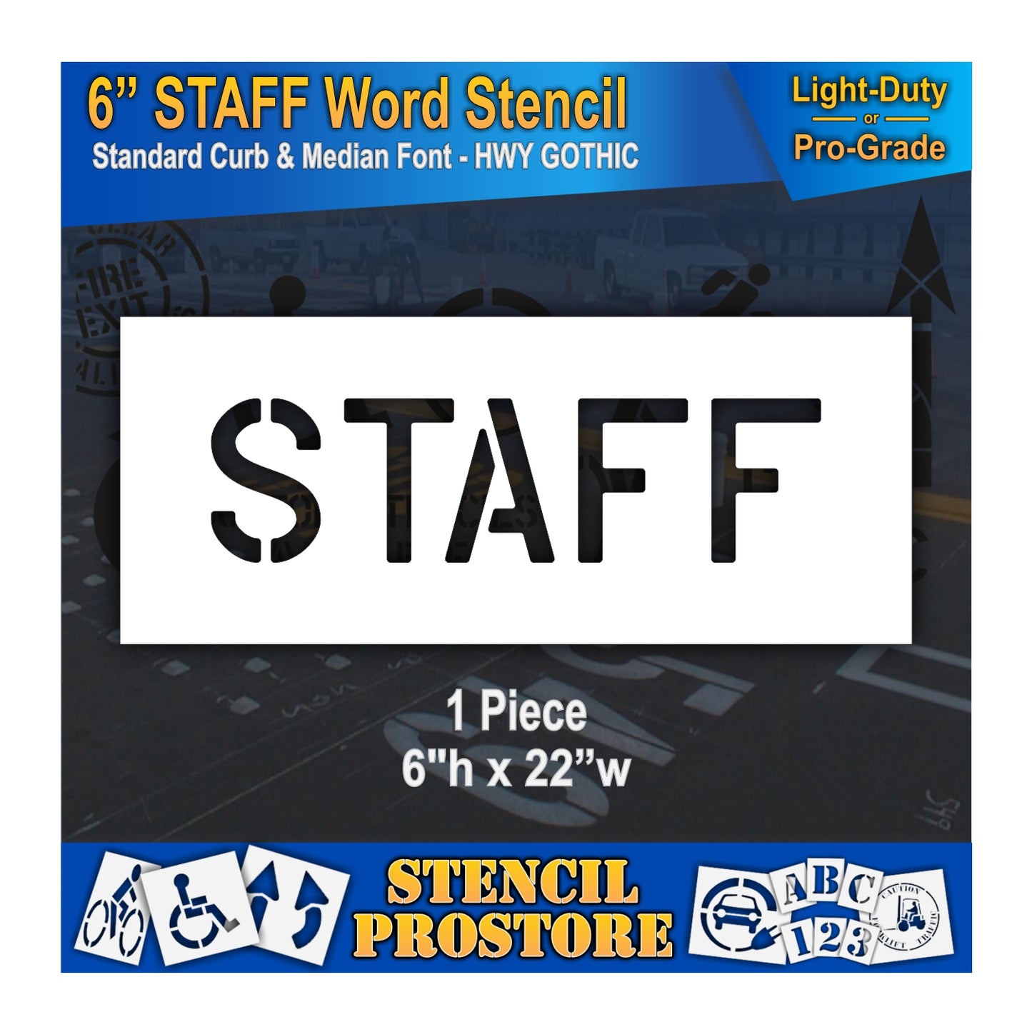 6 Inch STAFF Wording Stencil – for Parking Lot and Area Labeling Stencil