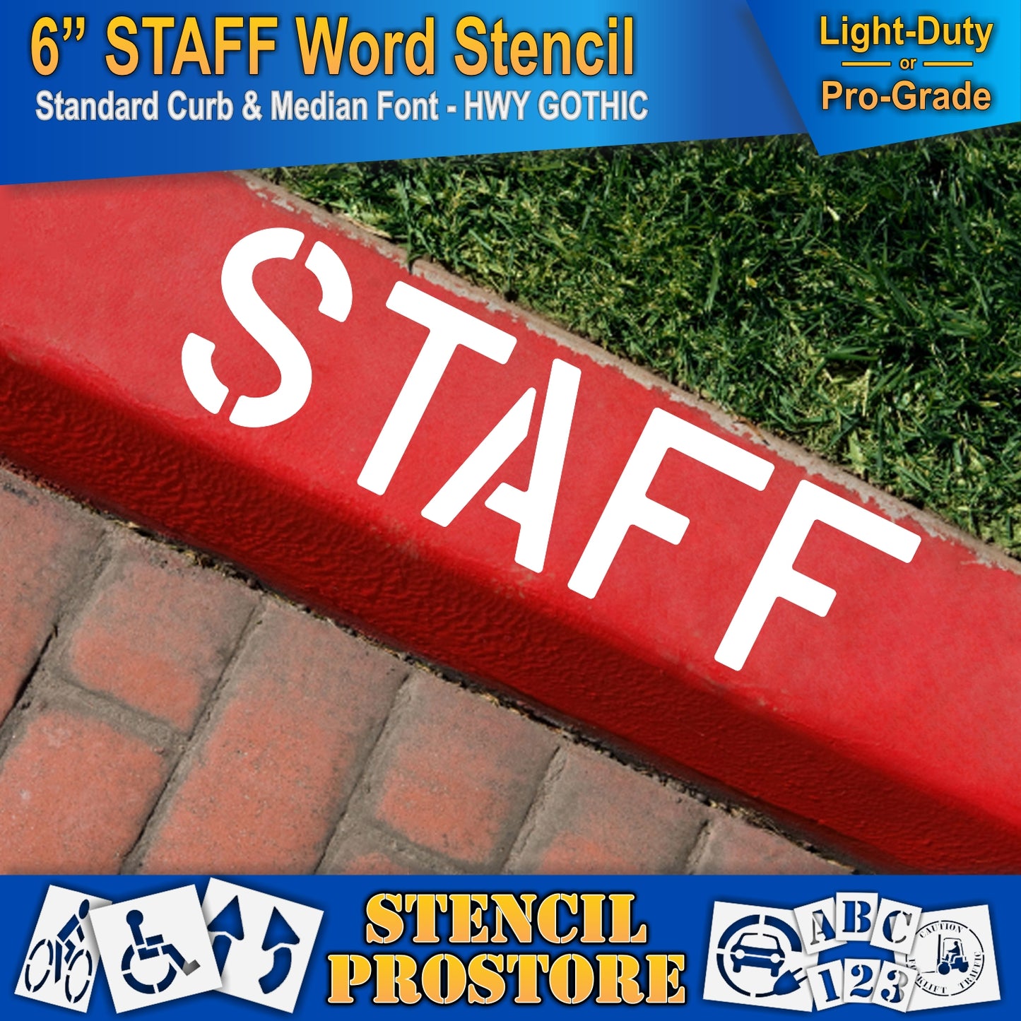 6 Inch STAFF Wording Stencil – for Parking Lot and Area Labeling Stencil