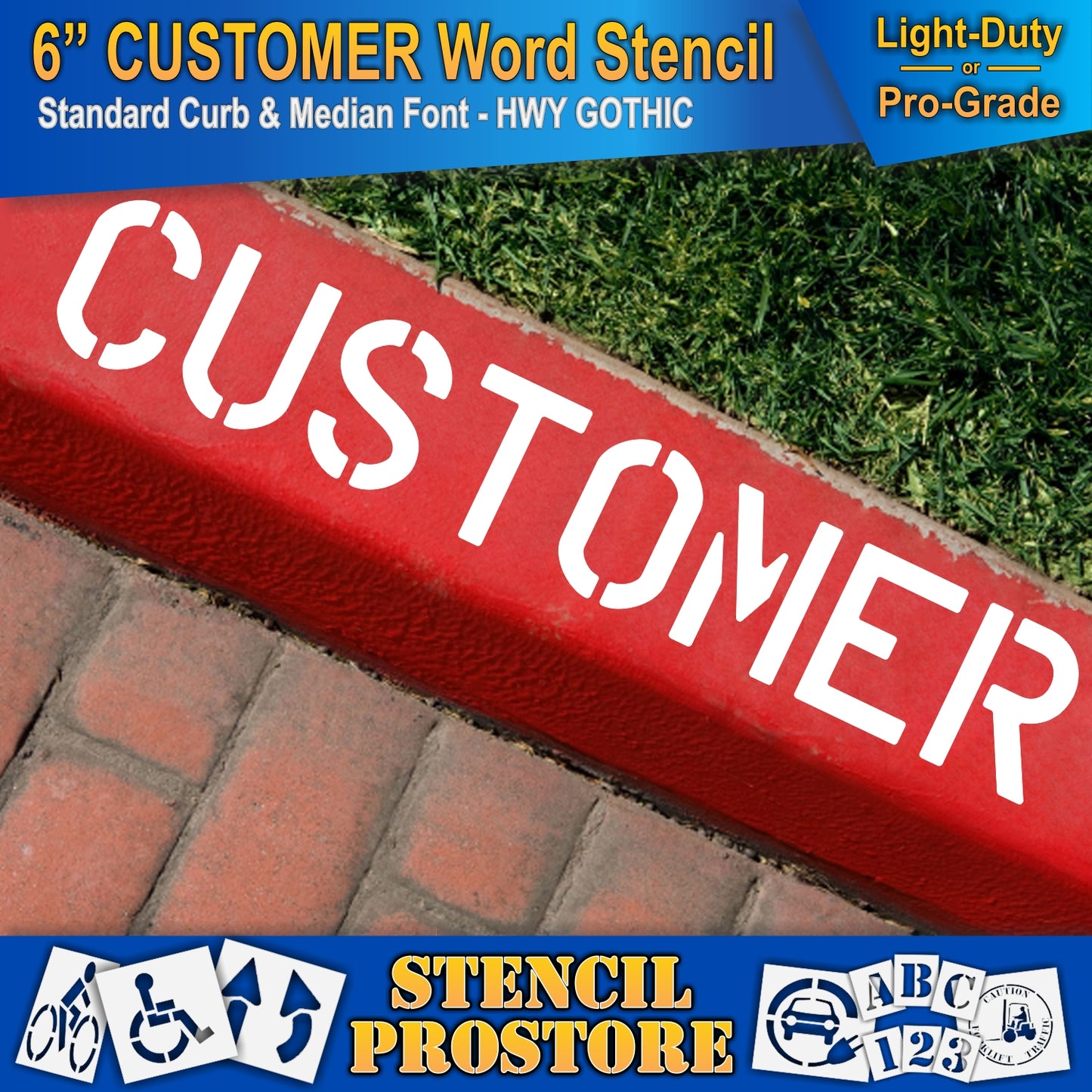 6 Inch CUSTOMER Wording Stencil – for Parking Lot and Area Labeling Stencil