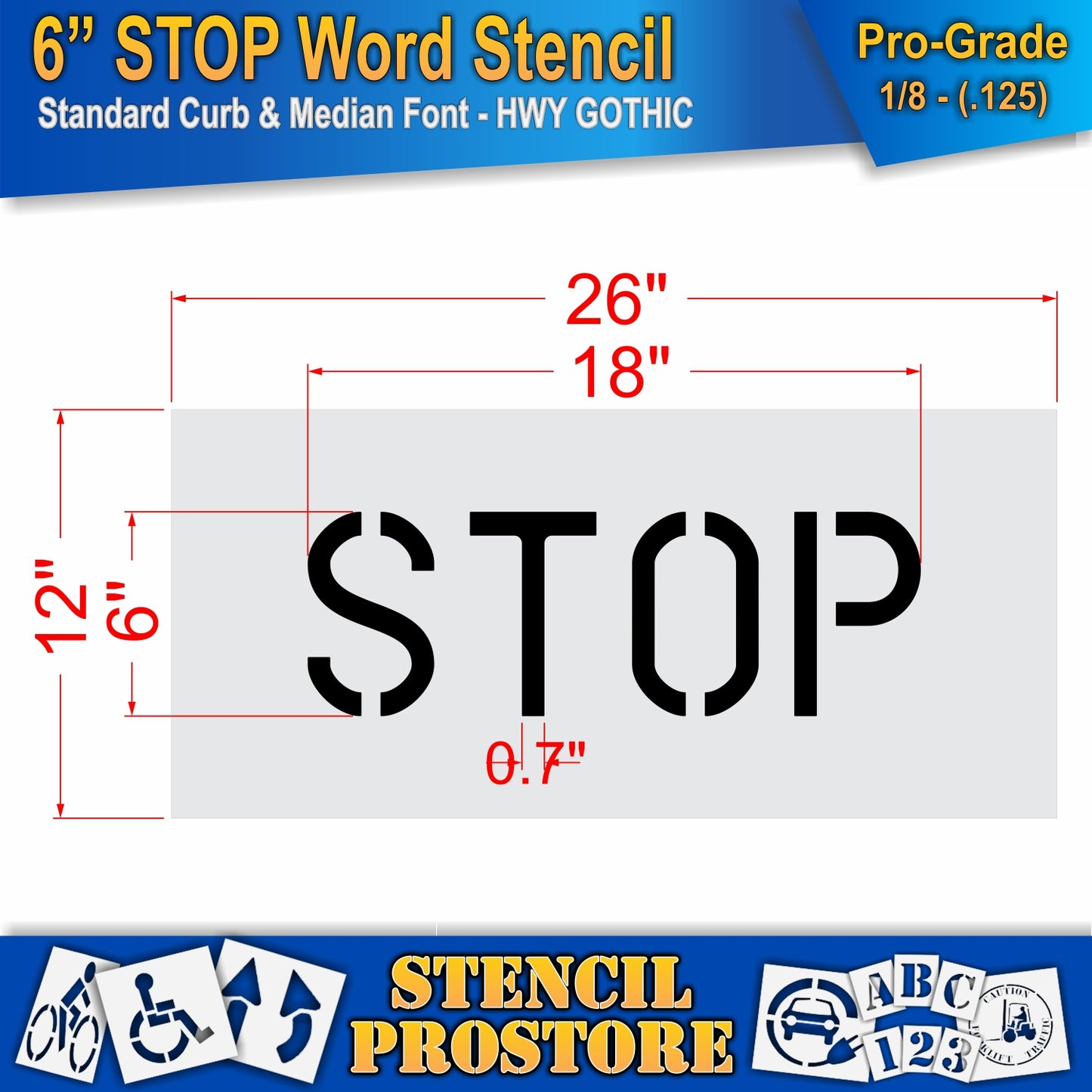 6 Inch STOP Wording Stencil – for Parking Lot and Area Labeling Stencil