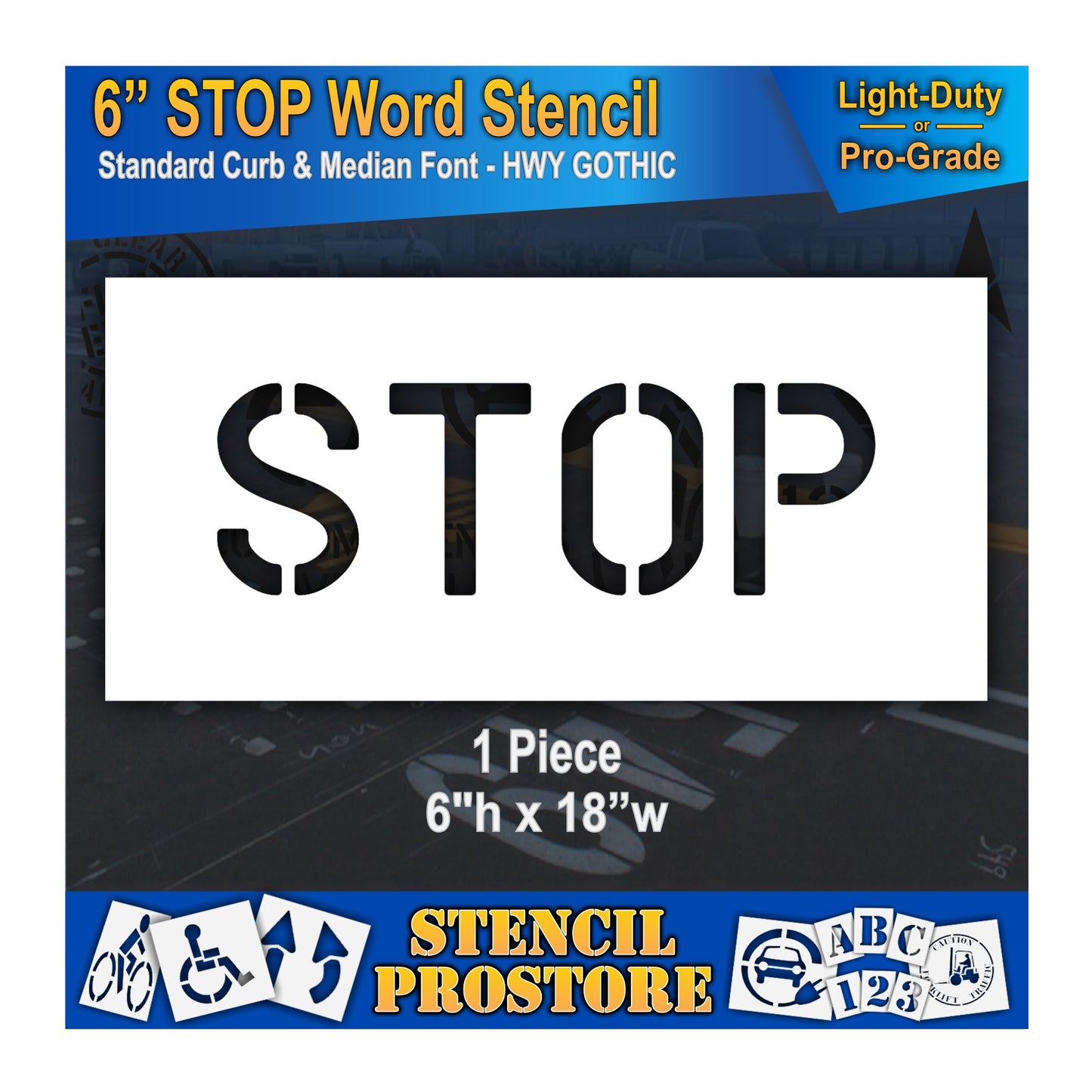 6 Inch STOP Wording Stencil – for Parking Lot and Area Labeling Stencil