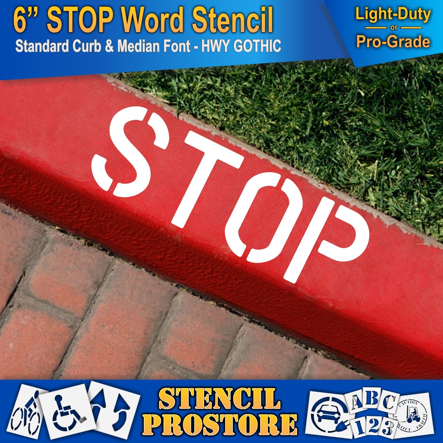 6 Inch STOP Wording Stencil – for Parking Lot and Area Labeling Stencil