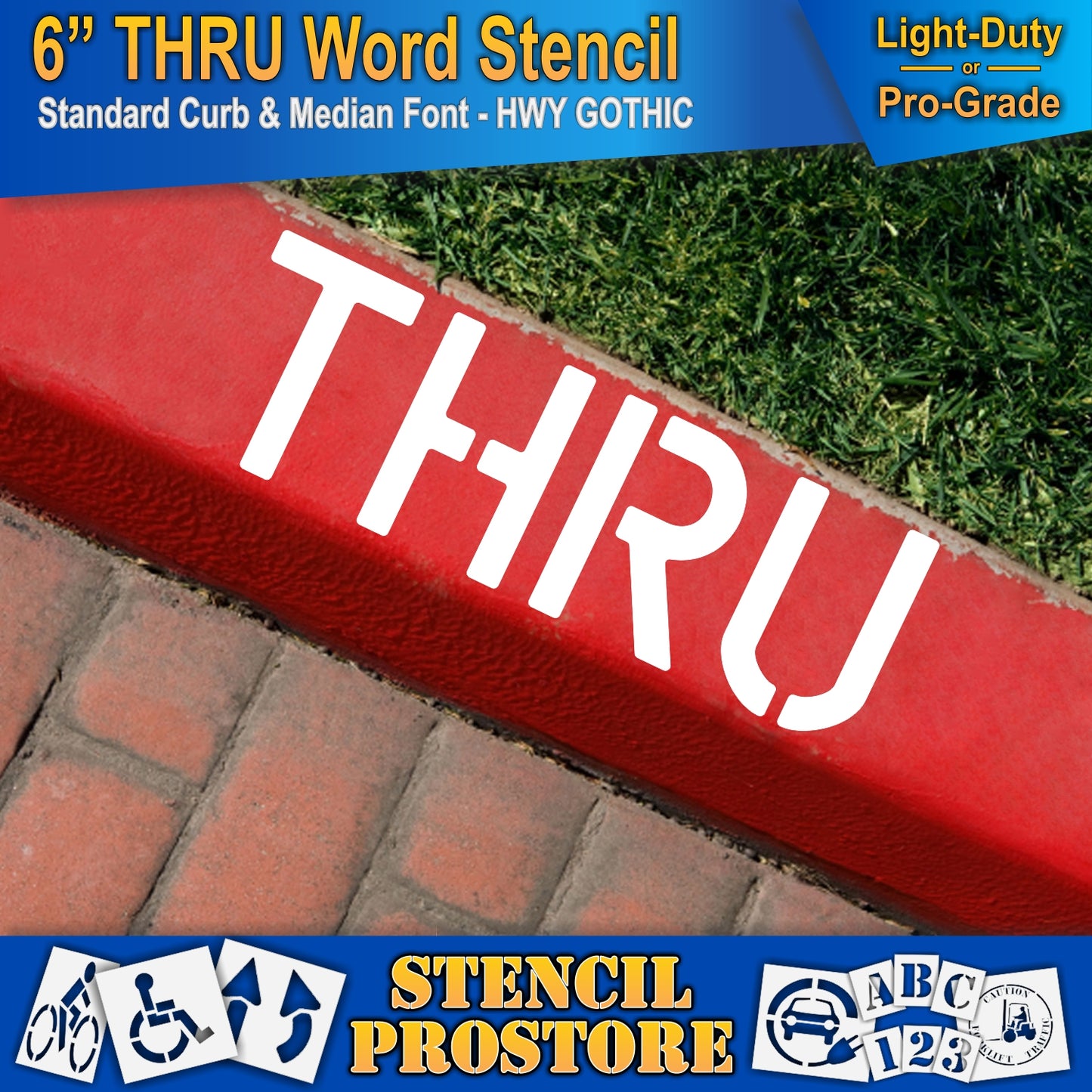 6 Inch THRU Wording Stencil – for Parking Lot and Area Labeling Stencil