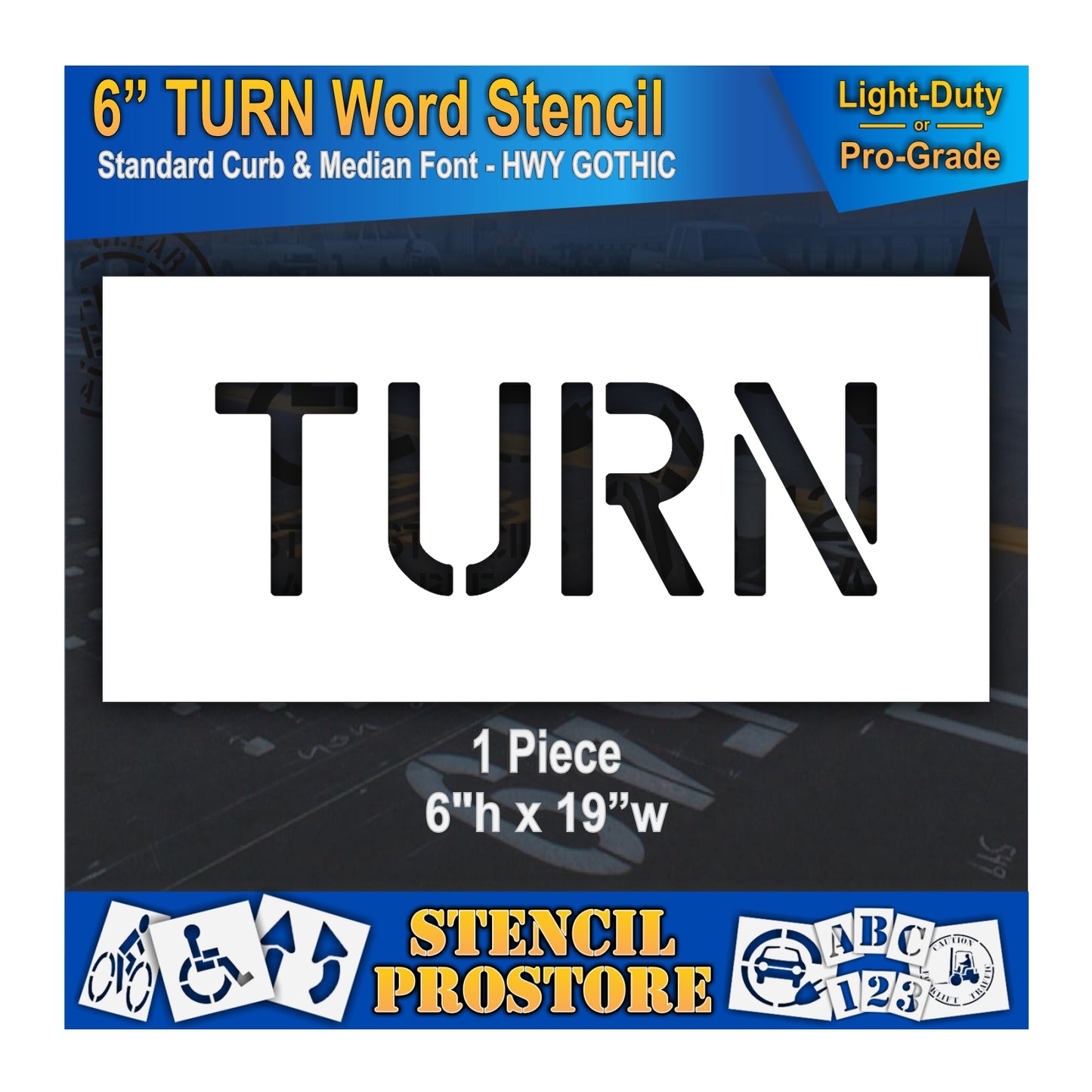 6 Inch TURN Wording Stencil – for Parking Lot and Area Labeling Stencil