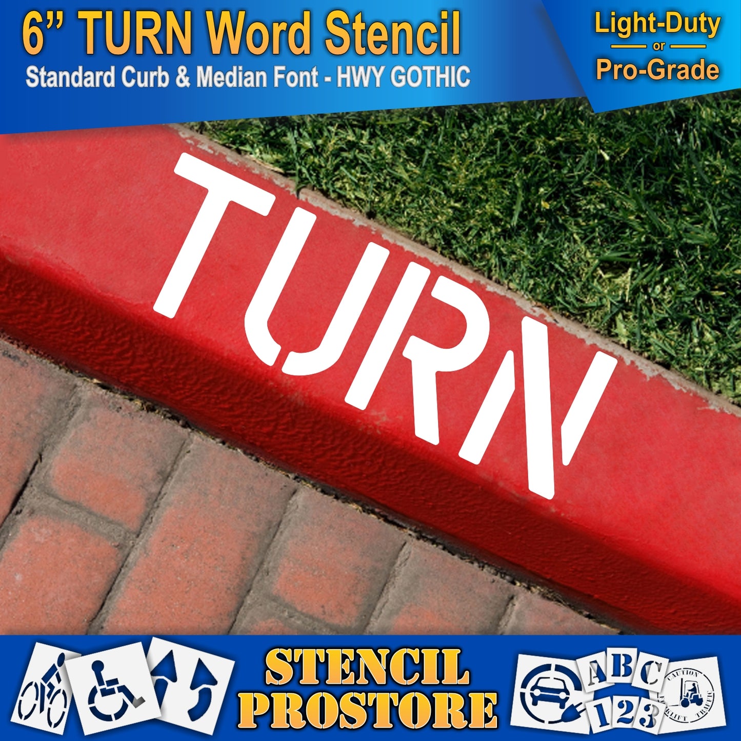 6 Inch TURN Wording Stencil – for Parking Lot and Area Labeling Stencil