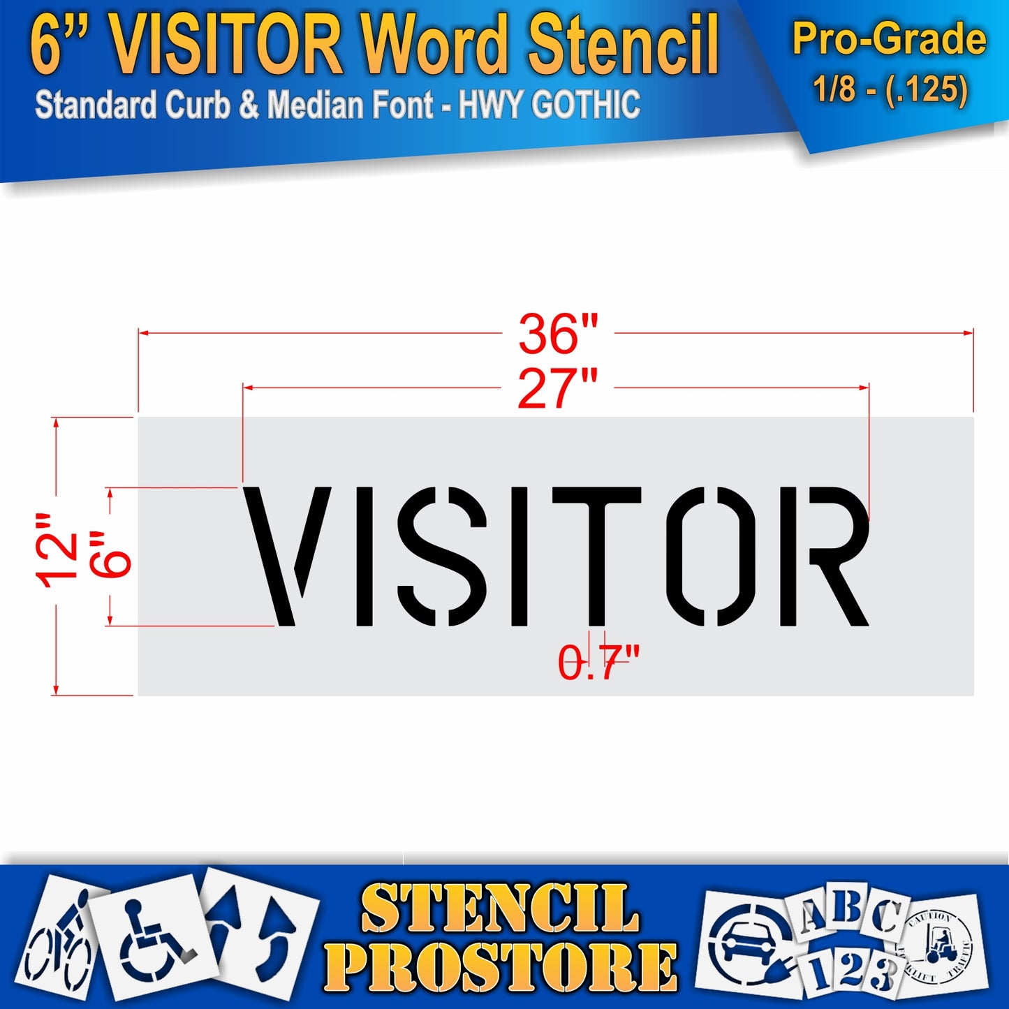 6 Inch VISITOR Wording Stencil – for Parking Lot and Area Labeling Stencil