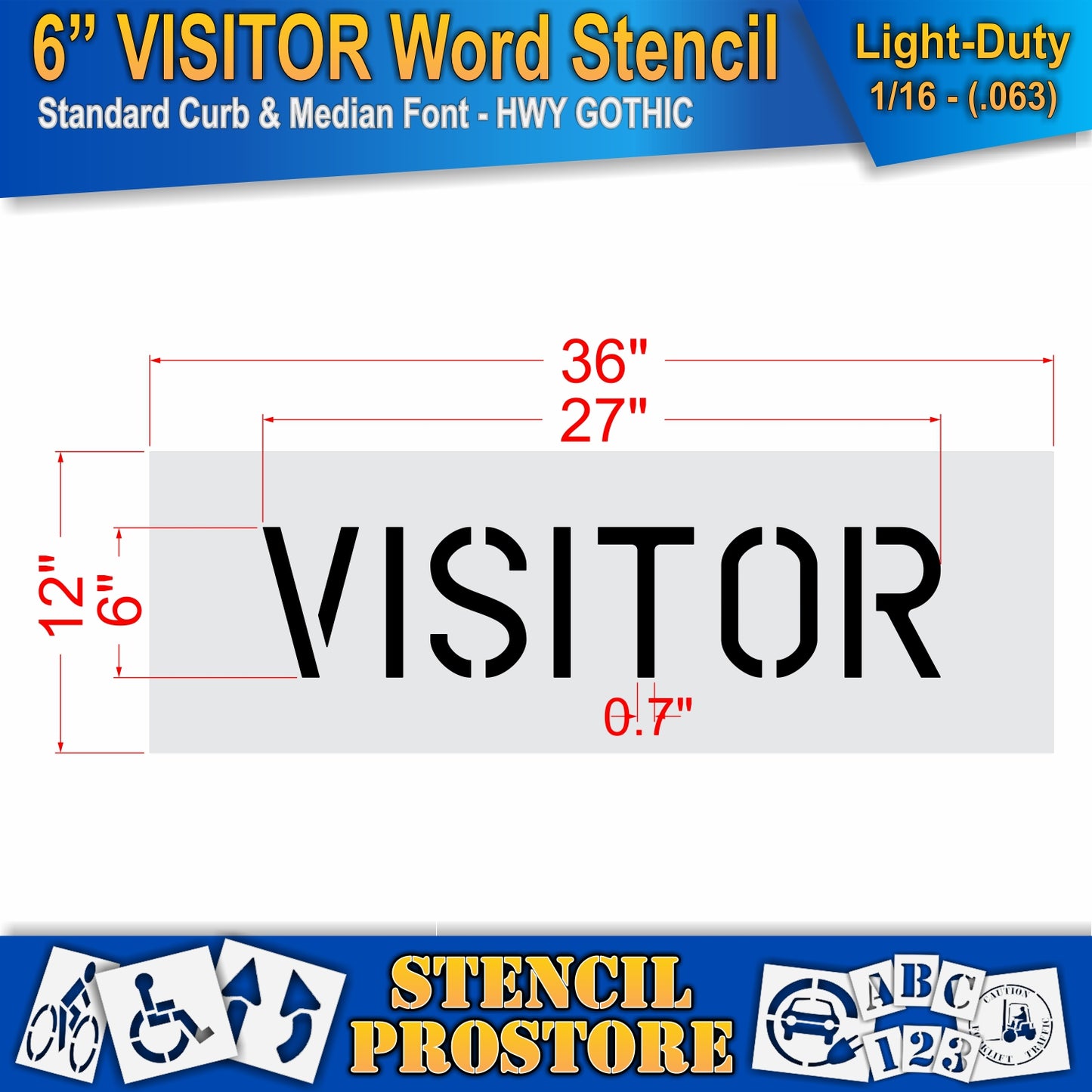6 Inch VISITOR Wording Stencil – for Parking Lot and Area Labeling Stencil