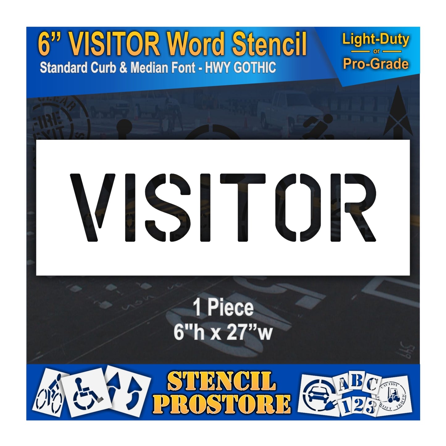 6 Inch VISITOR Wording Stencil – for Parking Lot and Area Labeling Stencil