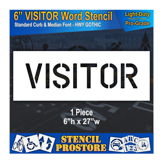 6 Inch VISITOR Wording Stencil – for Parking Lot and Area Labeling Stencil