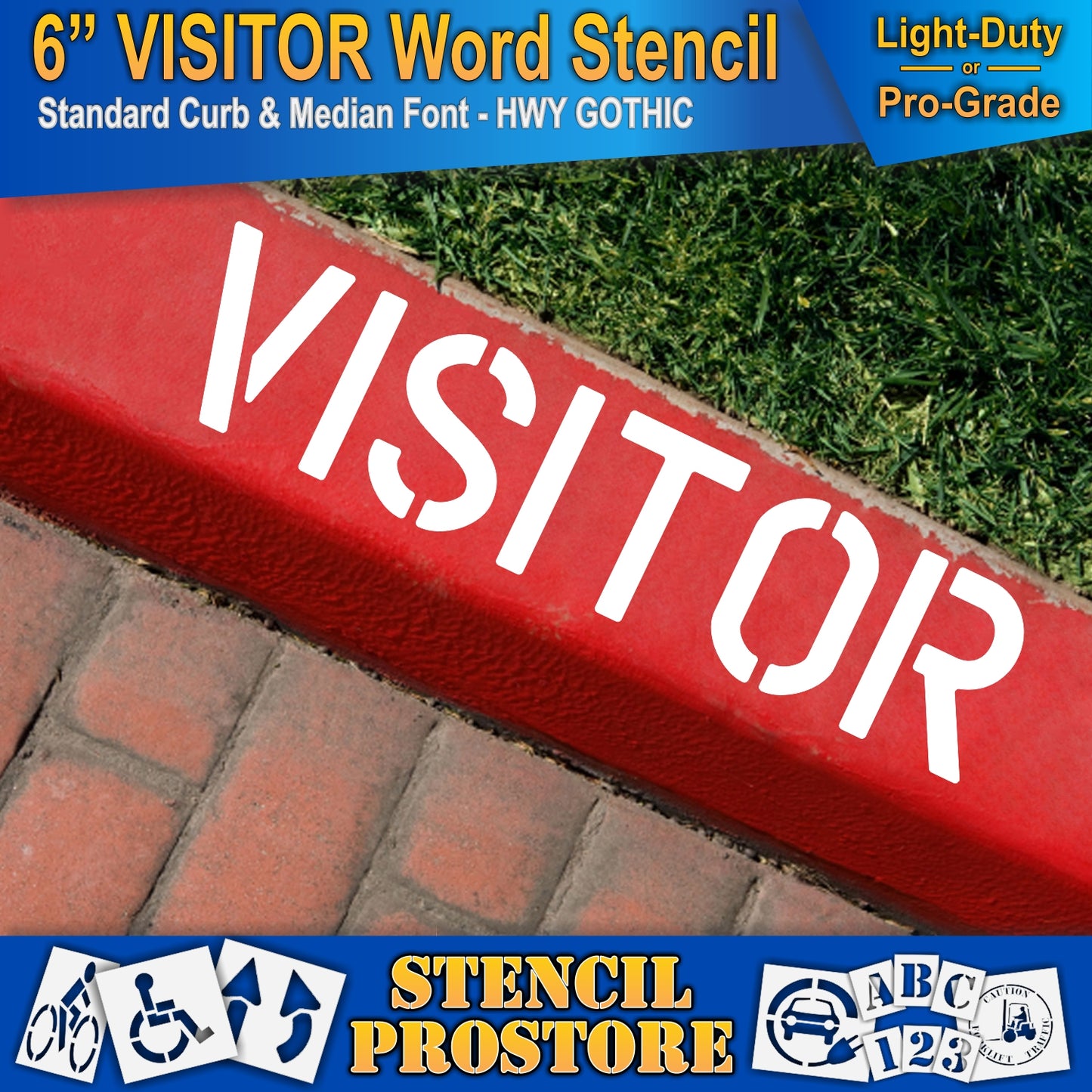 6 Inch VISITOR Wording Stencil – for Parking Lot and Area Labeling Stencil