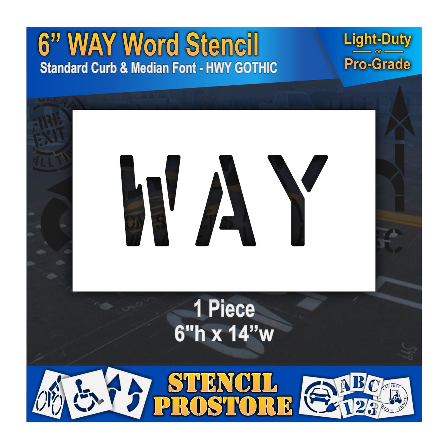 6 Inch WAY Wording Stencil – for Parking Lot and Area Labeling Stencil