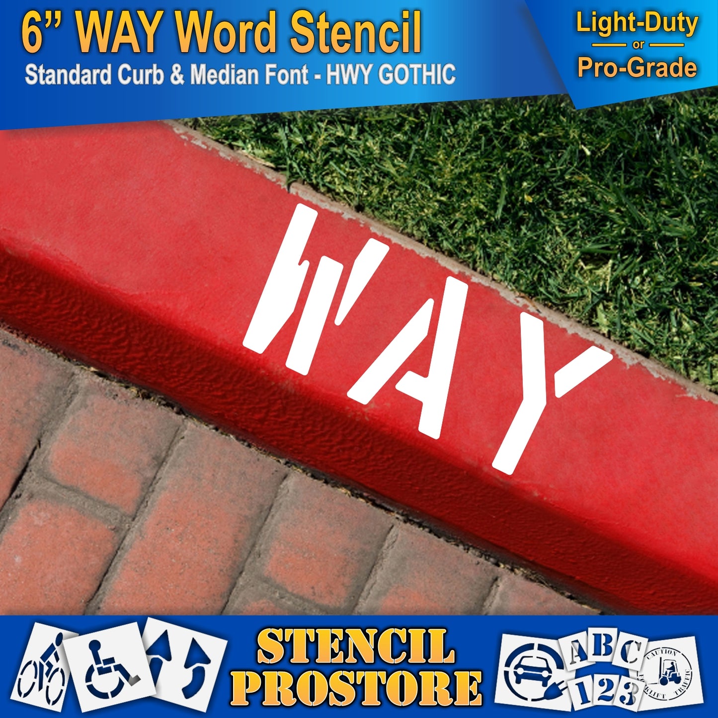 6 Inch WAY Wording Stencil – for Parking Lot and Area Labeling Stencil