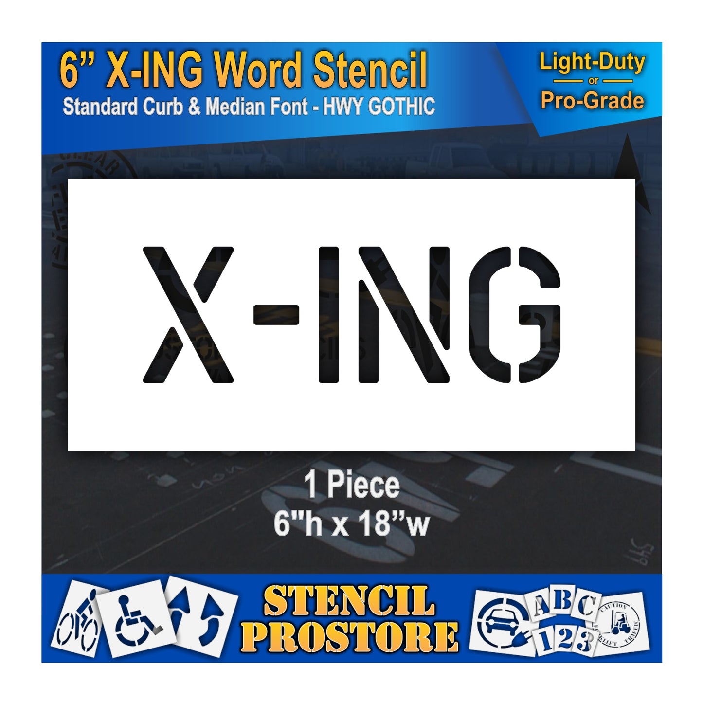 6 Inch X-ING Wording Stencil – for Parking Lot and Area Labeling Stencil