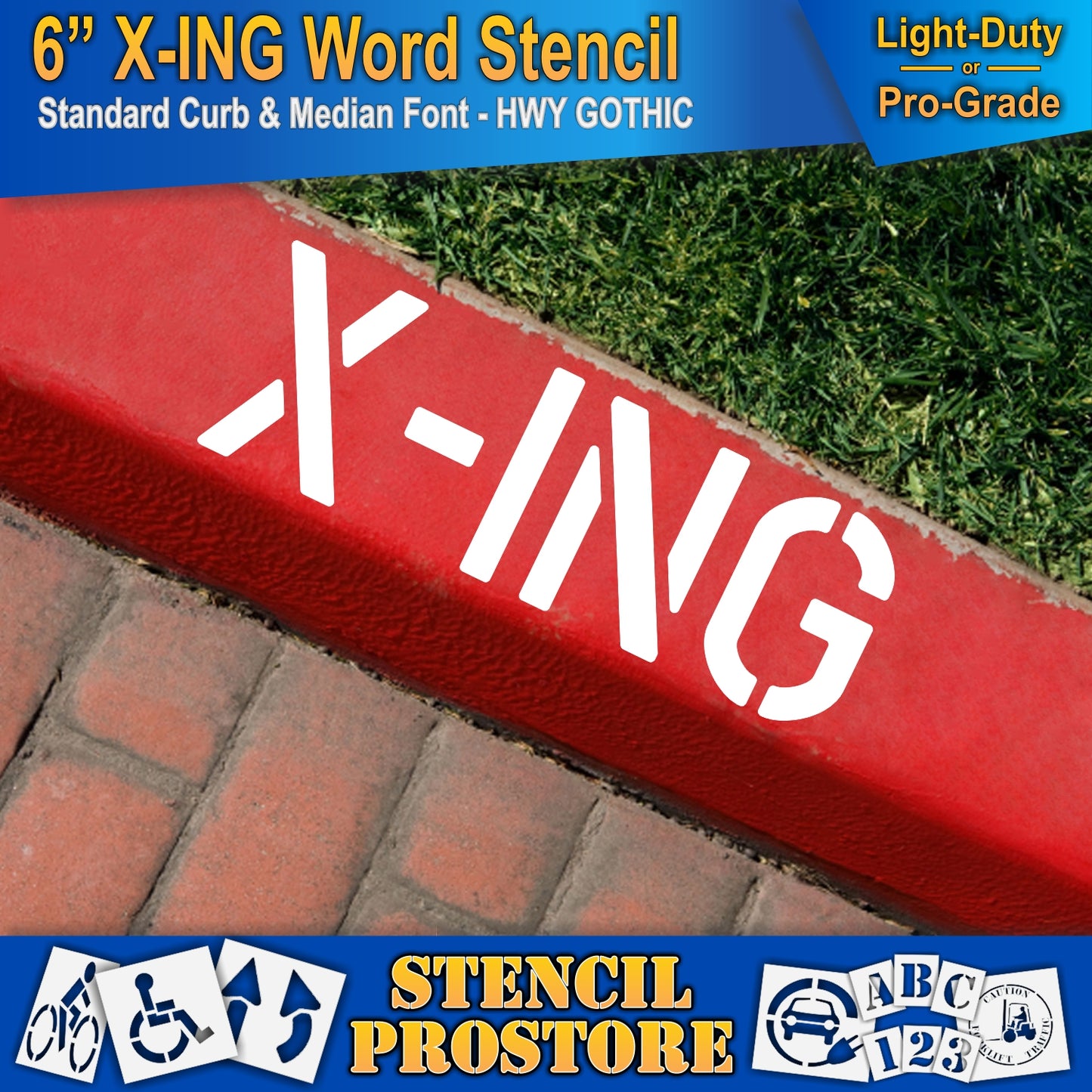 6 Inch X-ING Wording Stencil – for Parking Lot and Area Labeling Stencil