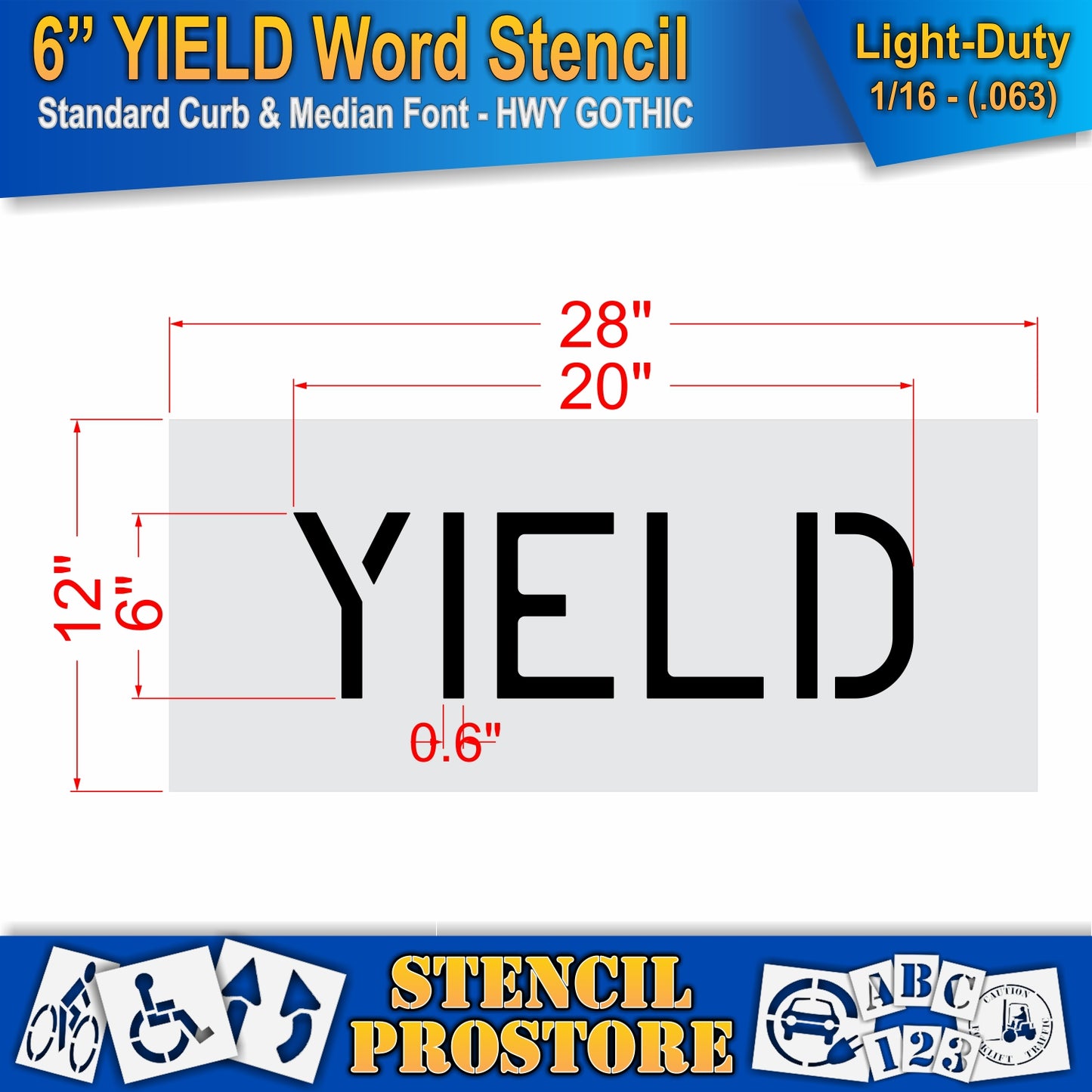 6 Inch YIELD Wording Stencil – for Parking Lot and Area Labeling Stencil