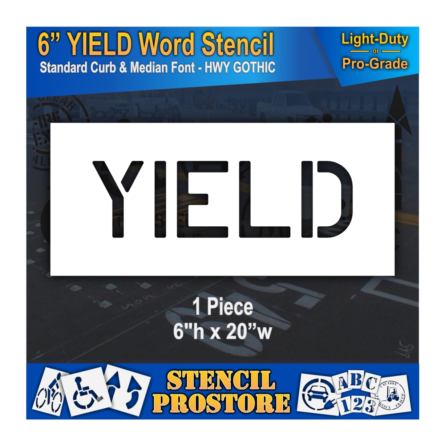 6 Inch YIELD Wording Stencil – for Parking Lot and Area Labeling Stencil