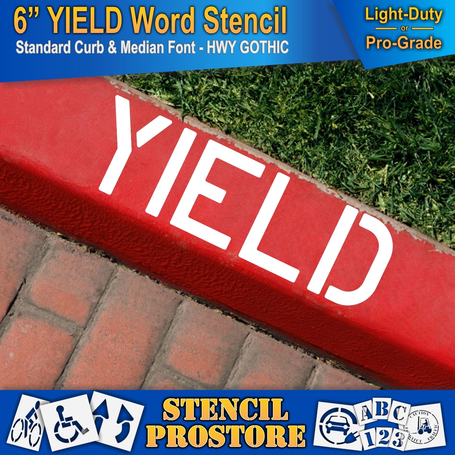 6 Inch YIELD Wording Stencil – for Parking Lot and Area Labeling Stencil