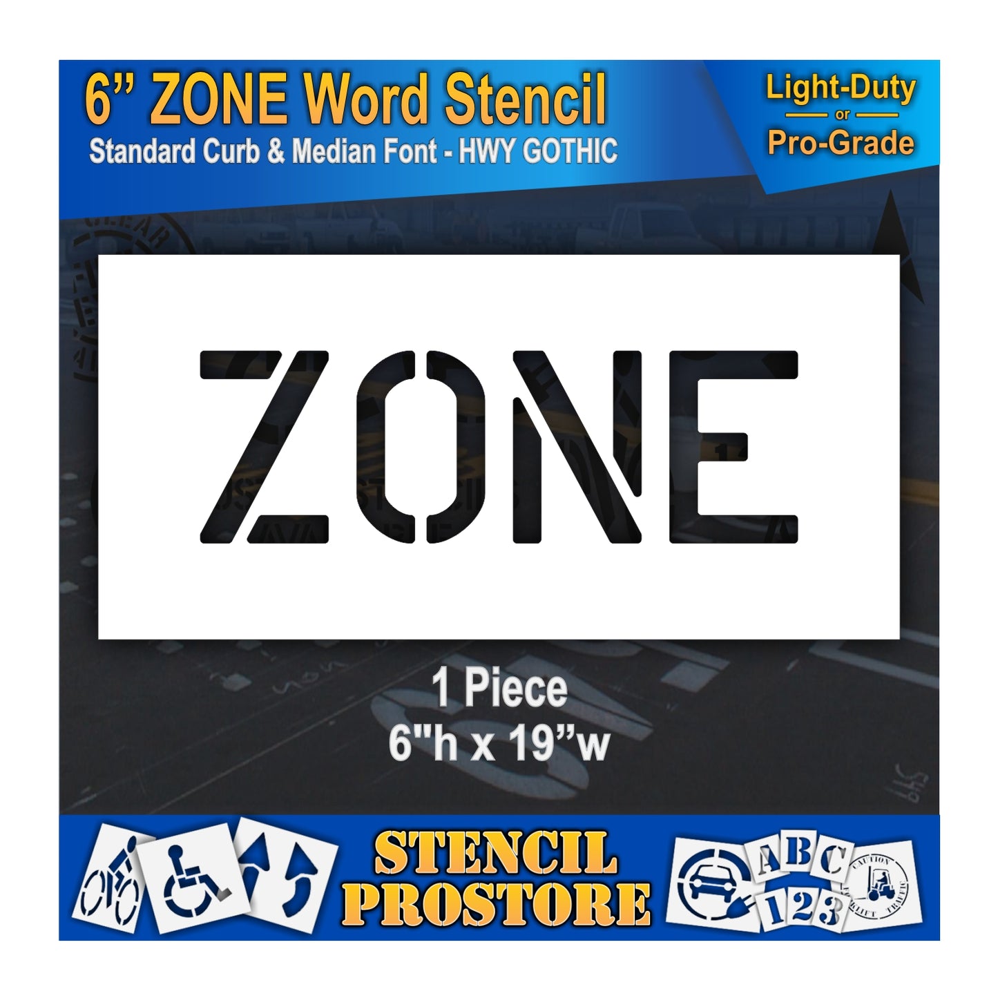 6 Inch ZONE Wording Stencil – for Parking Lot and Area Labeling Stencil