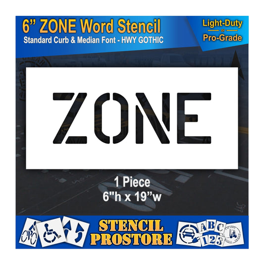 6 Inch ZONE Wording Stencil – for Parking Lot and Area Labeling Stencil