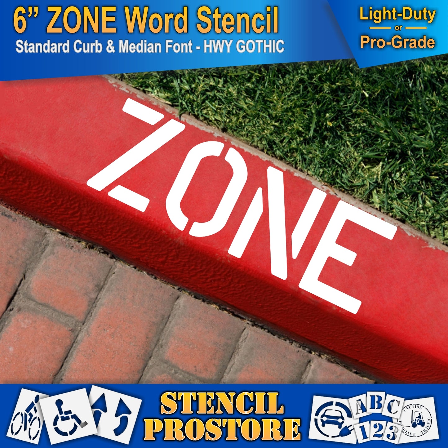 6 Inch ZONE Wording Stencil – for Parking Lot and Area Labeling Stencil