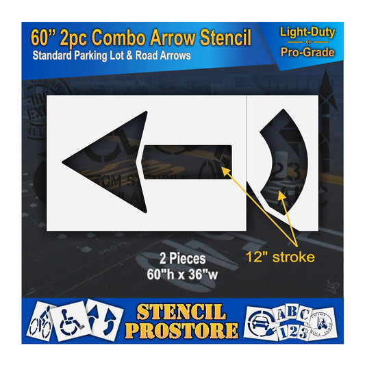 60 Inch 2pc Combo Arrow Stencil – Parking Lot and Highway Stencil