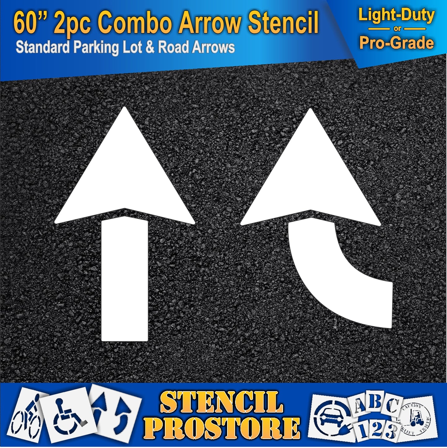 60 Inch 2pc Combo Arrow Stencil – Parking Lot and Highway Stencil