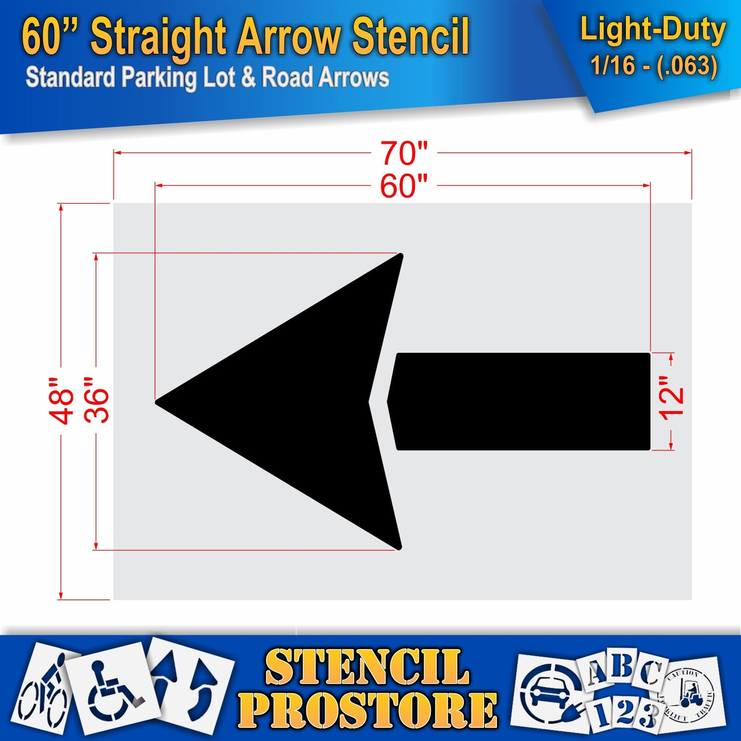 60 Inch Straight Arrow Stencil – Parking Lot and Highway Stencil