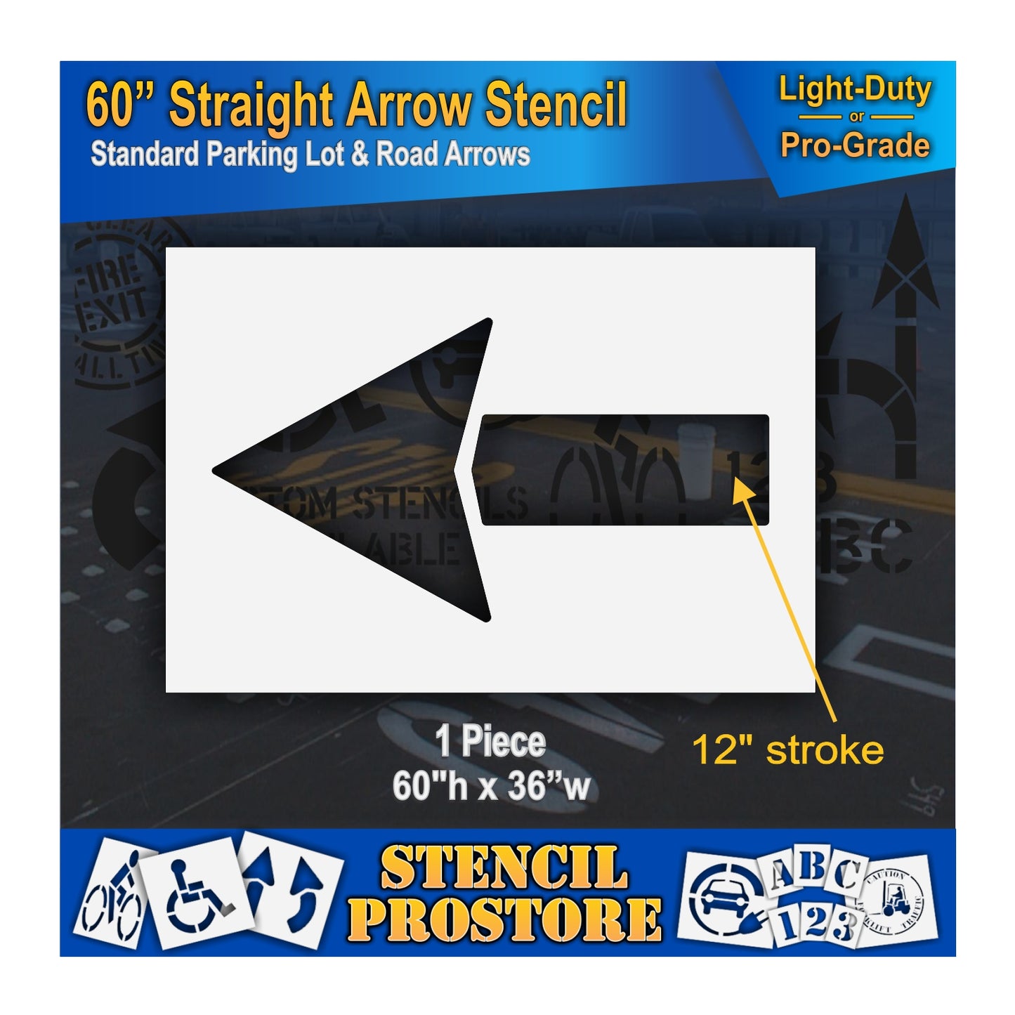 60 Inch Straight Arrow Stencil – Parking Lot and Highway Stencil