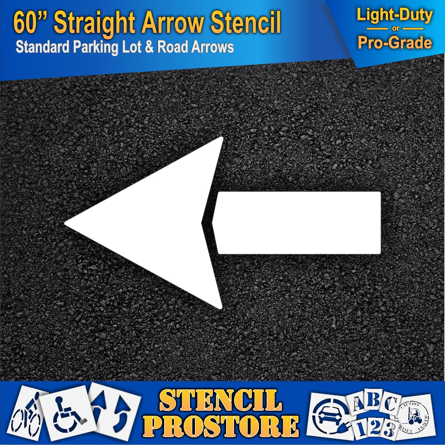 60 Inch Straight Arrow Stencil – Parking Lot and Highway Stencil