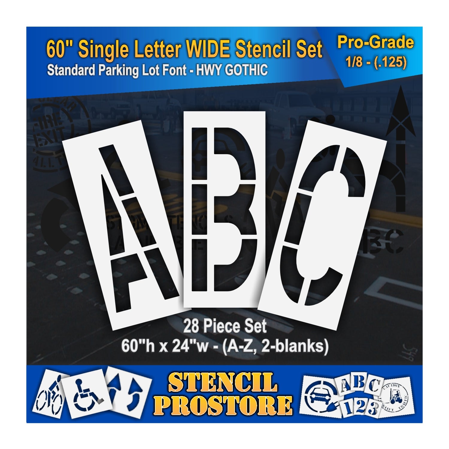 featured image of 60" wide letters ABC stencils. 0.125" material thickness