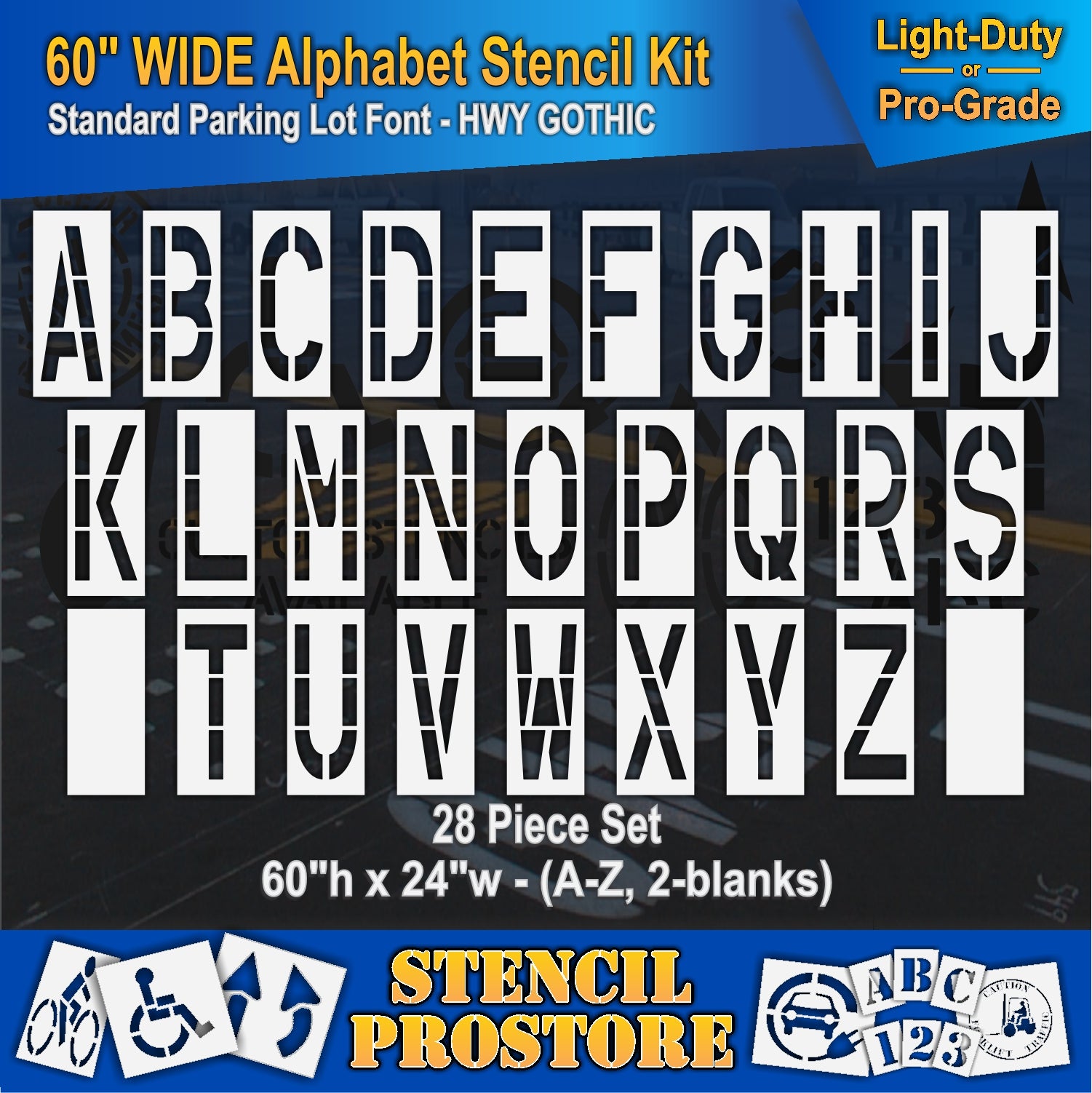 graphic image of 60" wide alphabet kit full set A-Z with 2 blanks