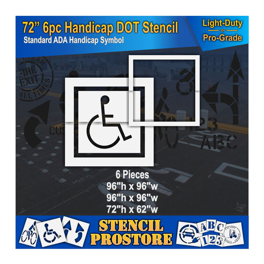 72 Inch 6pc Handicap Pavement Stencil – ADA-Compliant Stencil for Parking Lots
