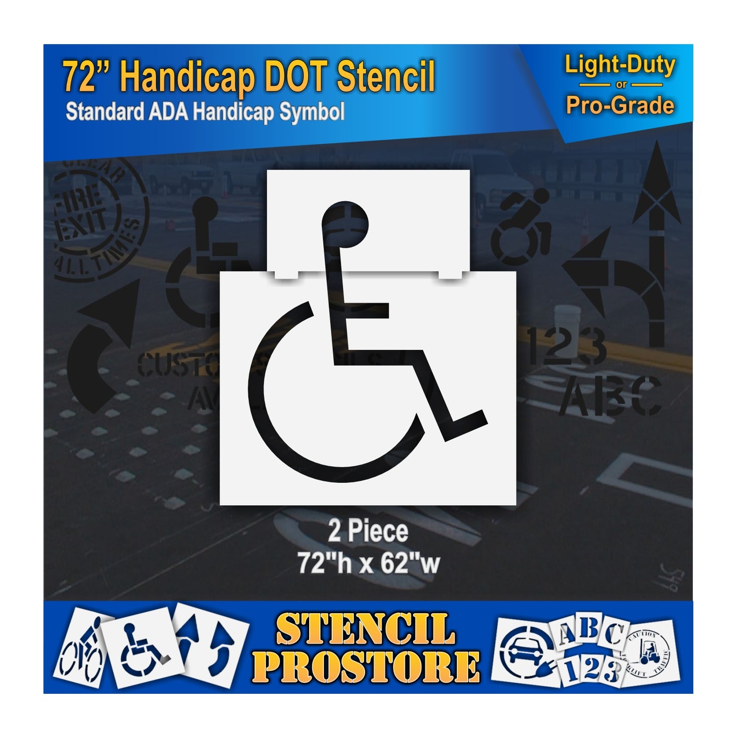72 Inch Handicap Pavement Stencil – ADA-Compliant Stencil for Parking Lots