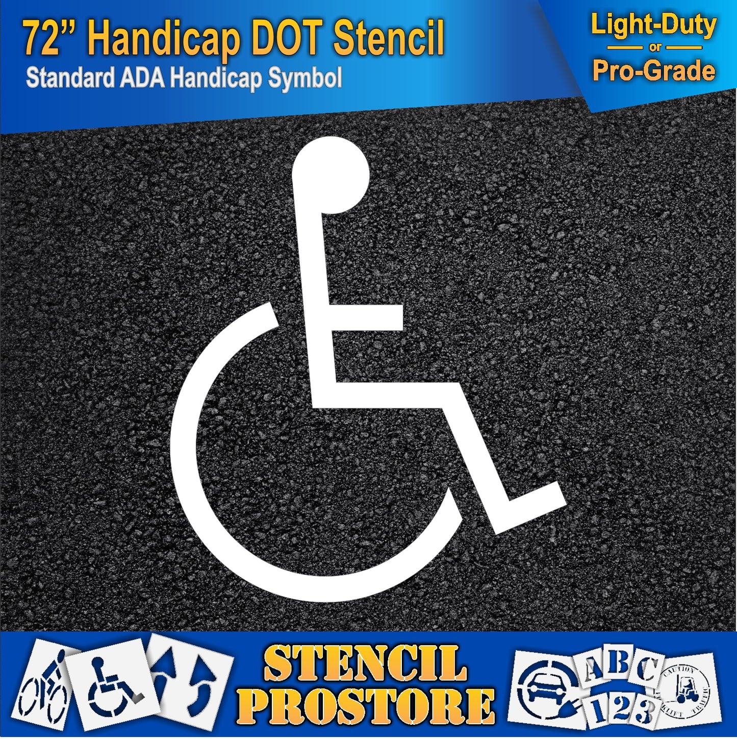 72 Inch Handicap Pavement Stencil – ADA-Compliant Stencil for Parking Lots