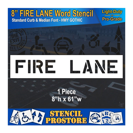 8 Inch FIRE LANE Wording Stencil – for Parking Lot and Area Labeling Stencil
