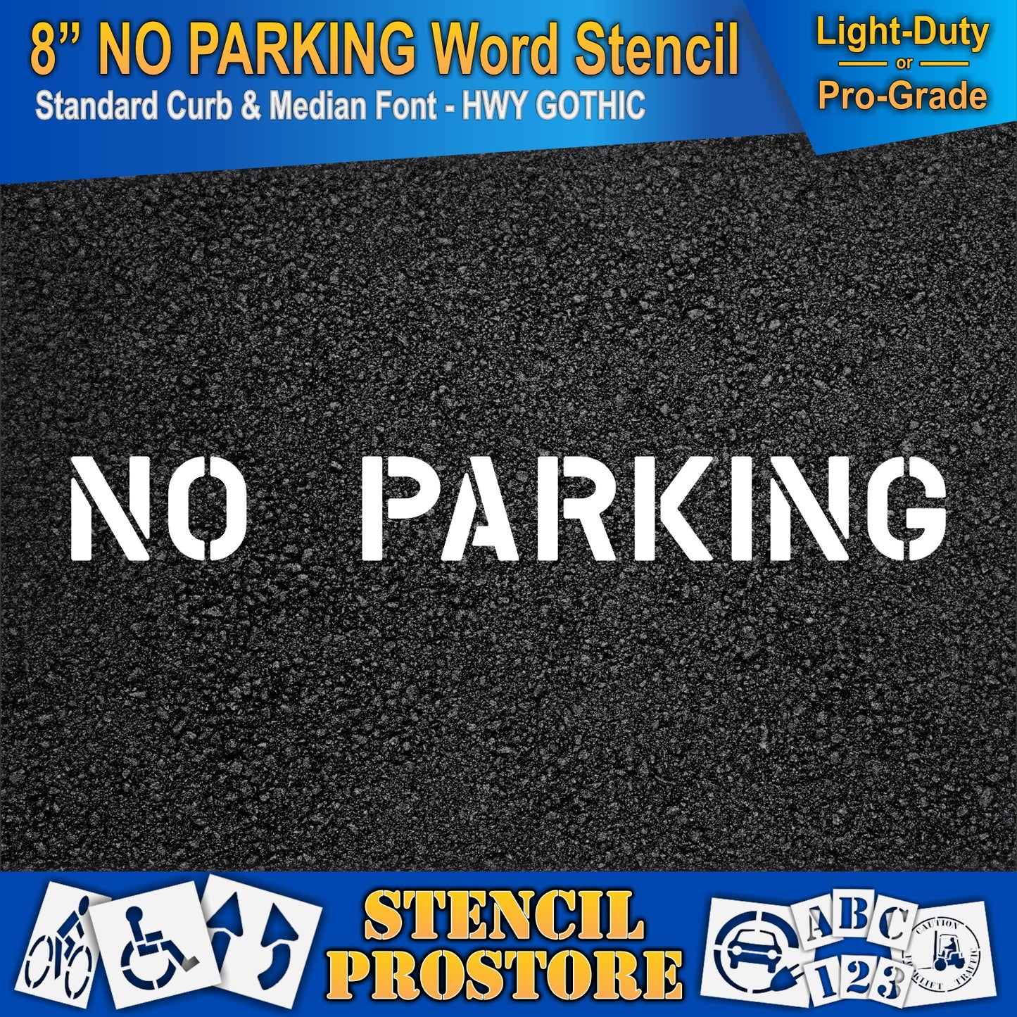 8 Inch NO PARKING Wording Stencil – for Parking Lot and Area Labeling Stencil