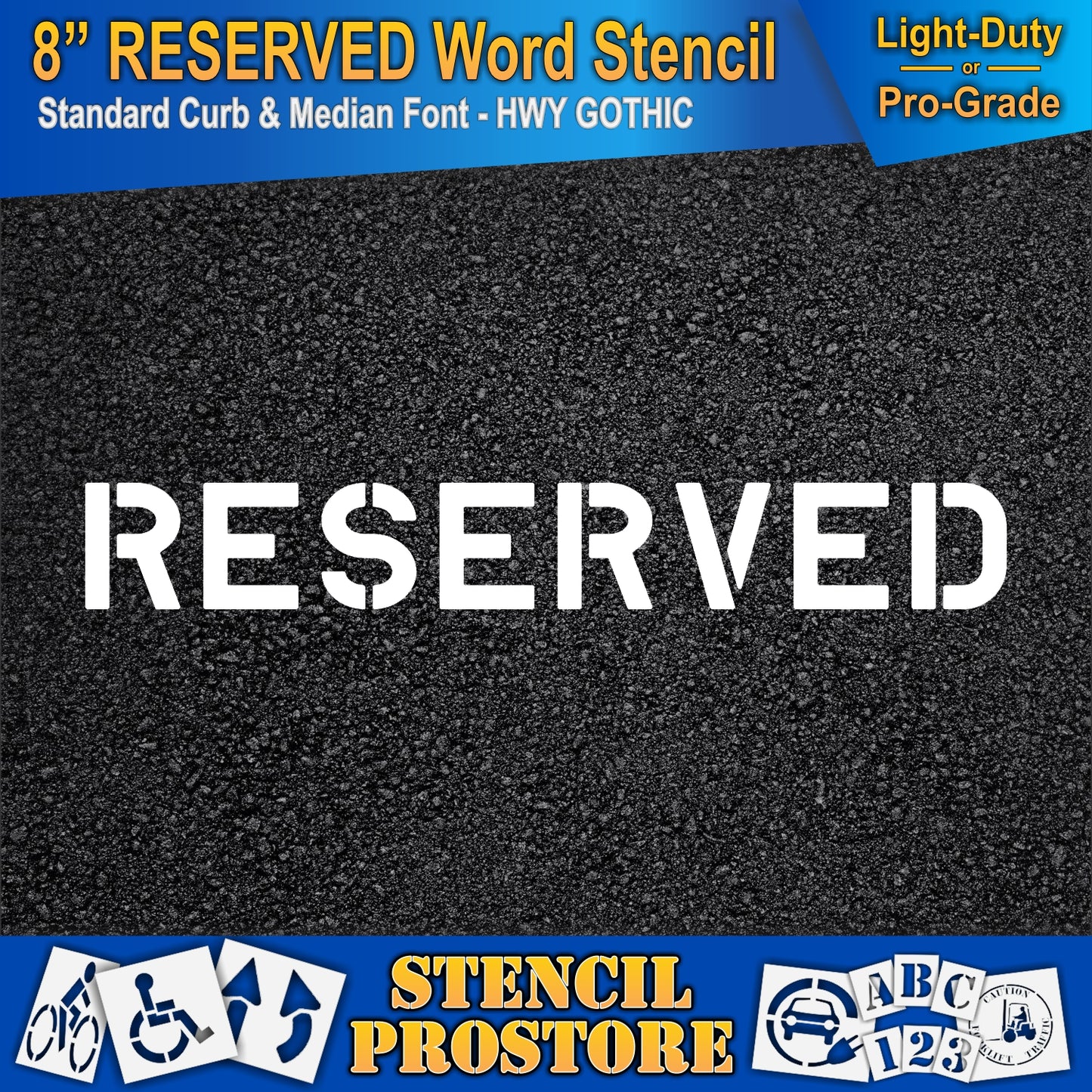8 Inch RESERVED Wording Stencil – for Parking Lot and Area Labeling Stencil