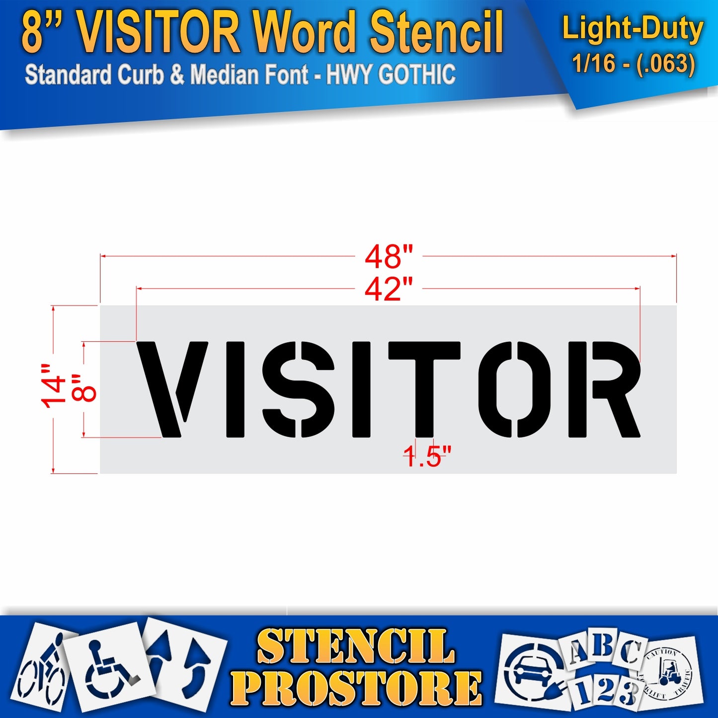 8 Inch VISITOR Wording Stencil – for Parking Lot and Area Labeling Stencil