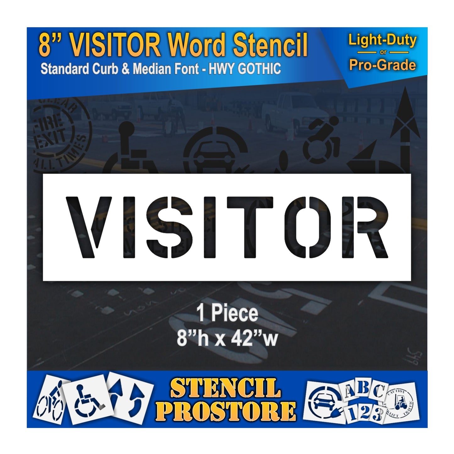 8 Inch VISITOR Wording Stencil – for Parking Lot and Area Labeling Stencil