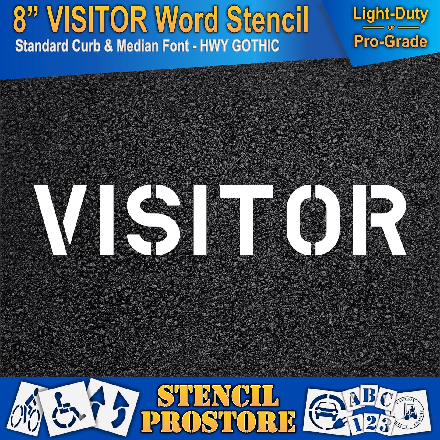 8 Inch VISITOR Wording Stencil – for Parking Lot and Area Labeling Stencil