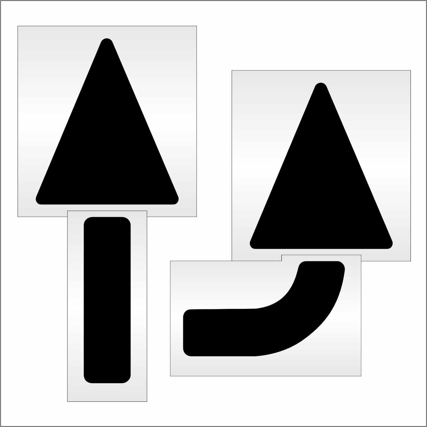 90 Inch 3pc Slotted Combo Arrow Stencil – Parking Lot and Highway Stencil