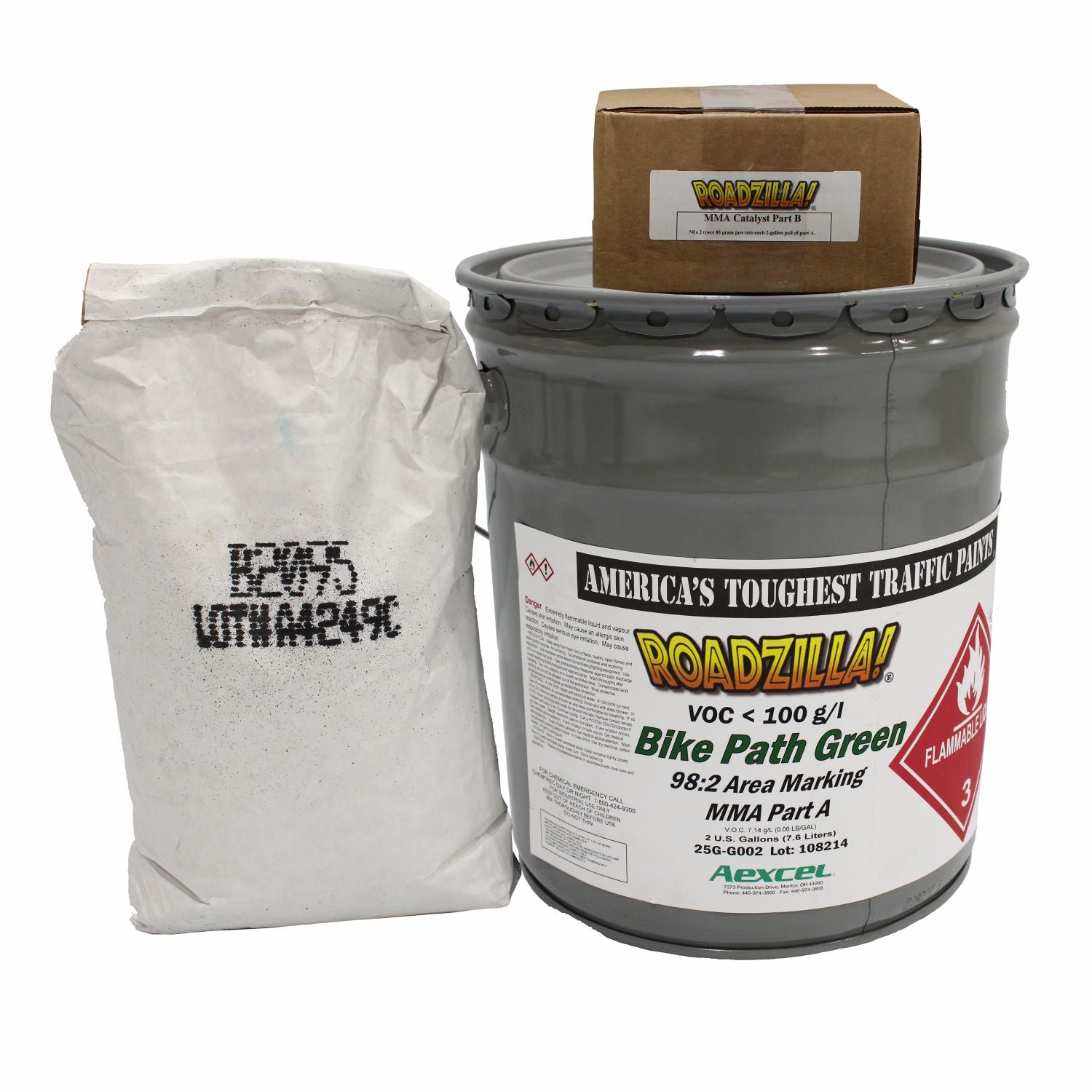 Bike Green Roadzilla 98:2 MMA pavement marking kit with Part A liquid and catalyst for traffic striping applications