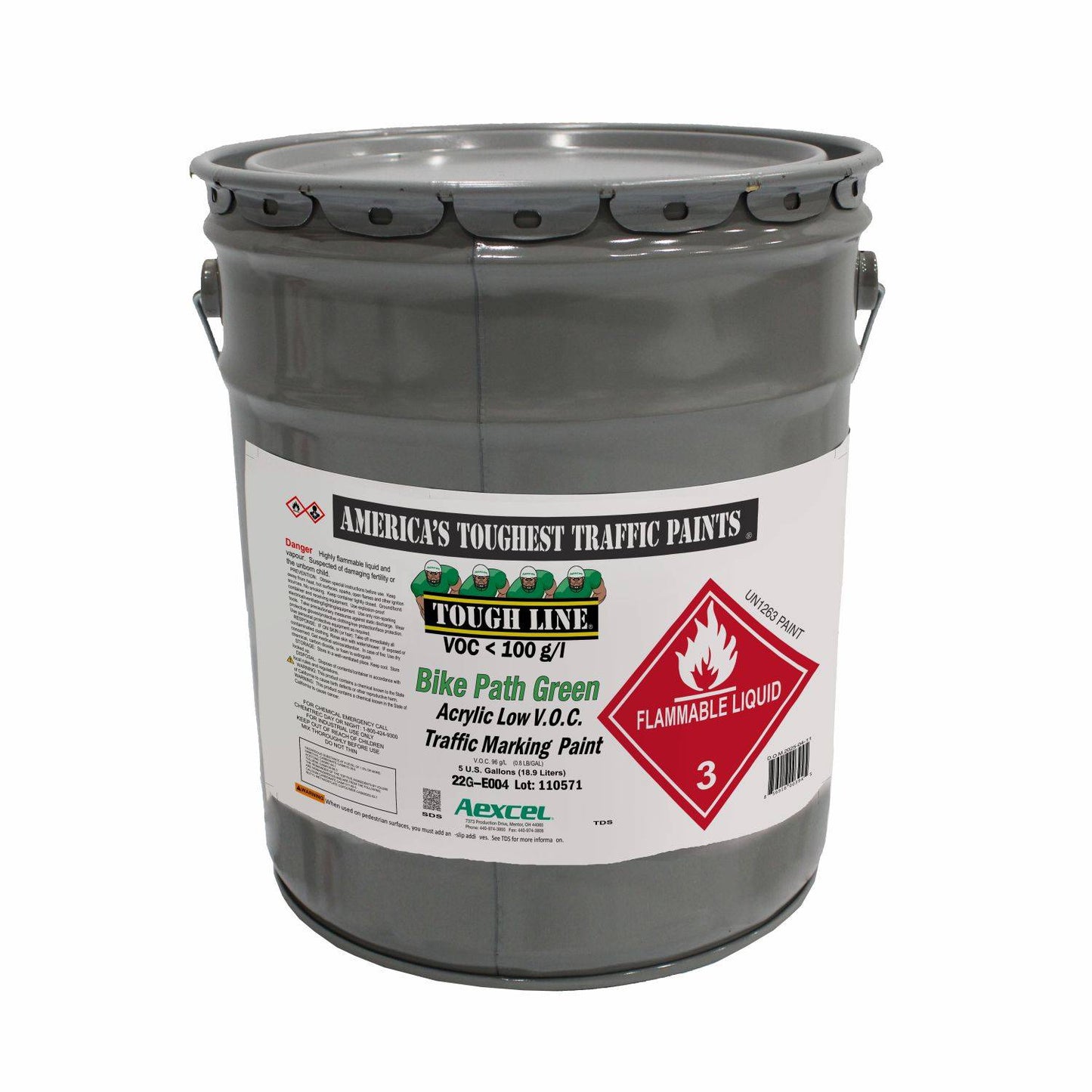 Toughline Solvent-Borne Acrylic Traffic Paint Bike Green in 5-gallon pail for pavement marking applications