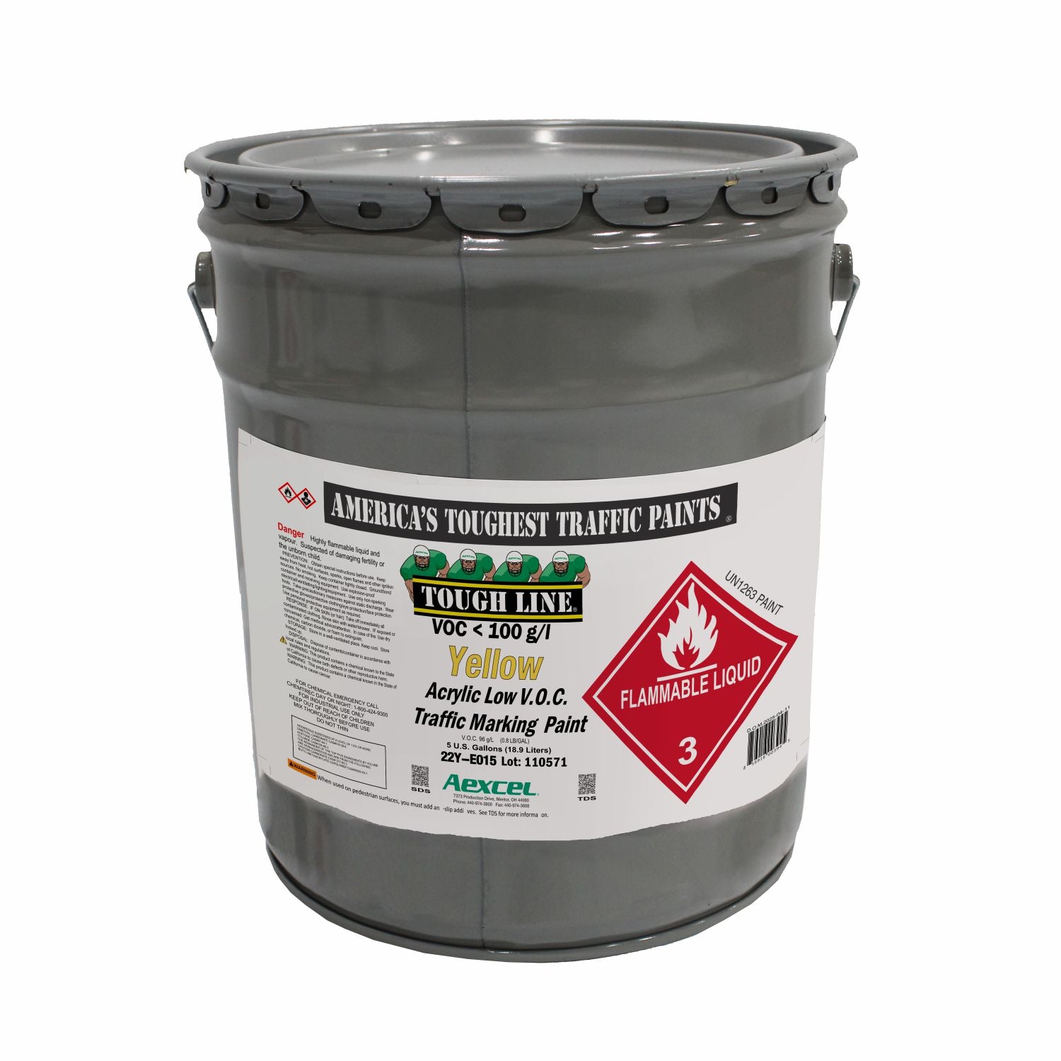 Toughline Solvent-Borne Acrylic Traffic Paint Yellow in 5-gallon pail for pavement marking applications