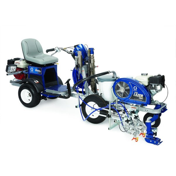 The seat of the Graco LineDriver - Ride-On System for Line Striping attached to a machine.